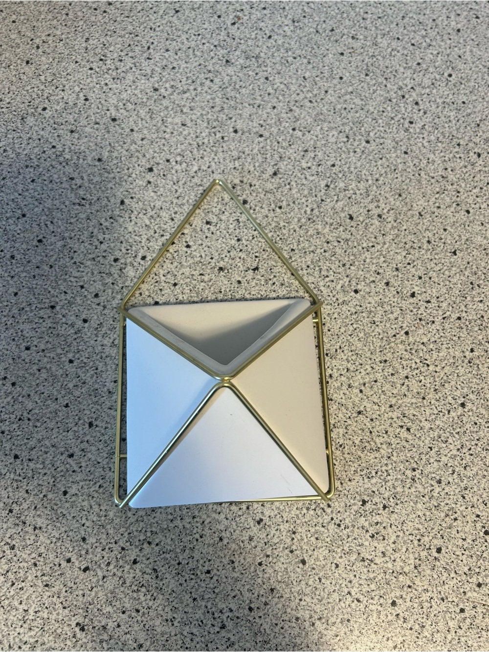 Geometric Hanging Wall Planter - White and Gold